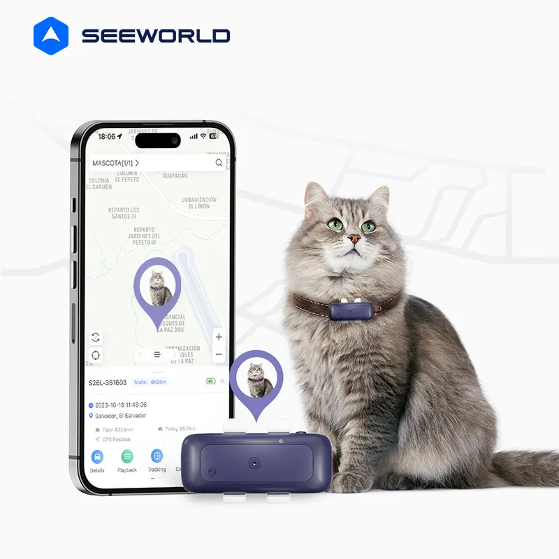 Múltiples modos de posicionamiento, trazador de seguimiento de Control de geo-cerca de largo alcance para rastreador de perros y gatos, batería integrada de 700Mah