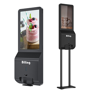 chioschi per segnaletica digitale con programma di affiliazione per stand touch indoor con dispenser disinfettanti per le mani