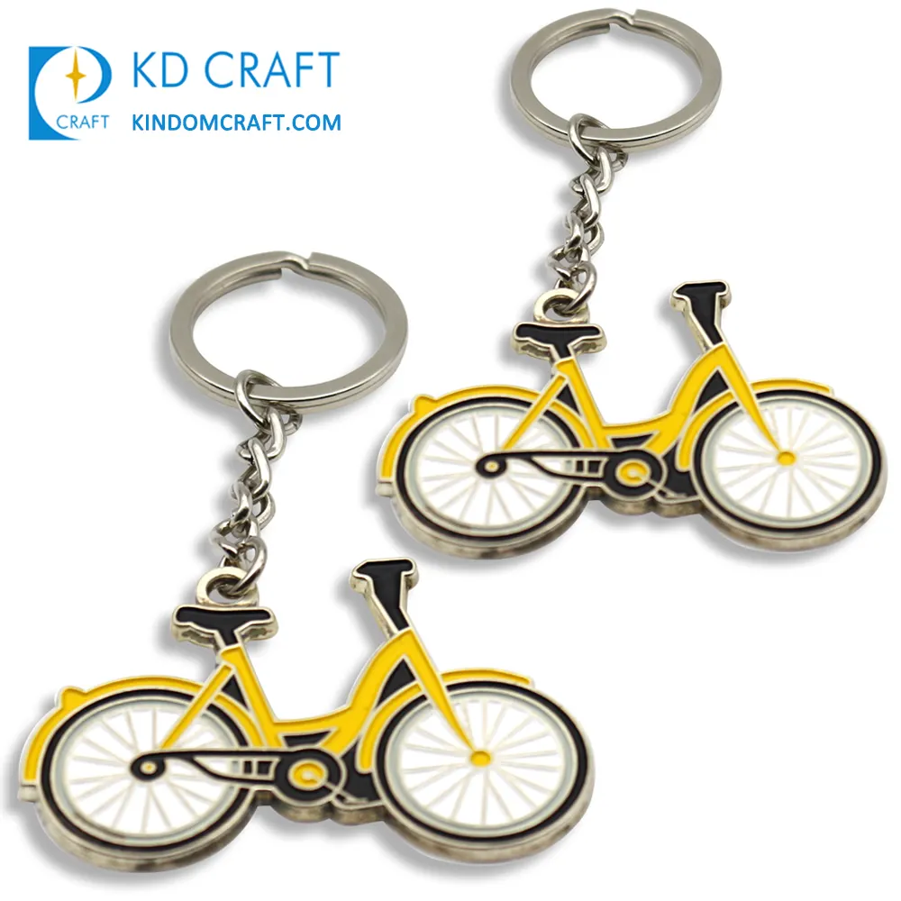 Minicool-Llavero de metal personalizado para bicicleta, accesorio de metal fundido a presión, color plateado, con 4 conectores, muestra gratis