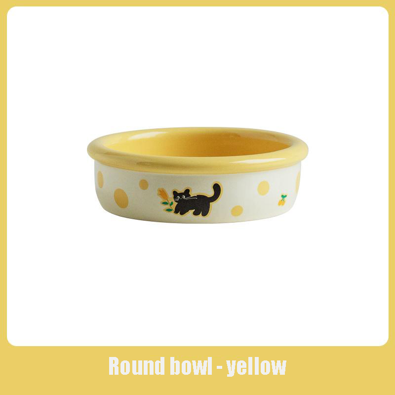 Round beep yellow single bowl (yellow cat)
