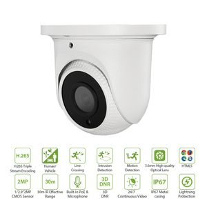 Sistema de seguridad de cámara inalámbrica con POE interno Impermeable IP67 2MP Lente fija Globo ocular Cámara IP - Product Image 6