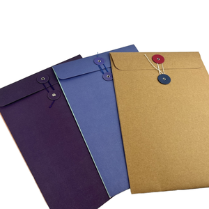 Benutzer definierte A4 Gussetted Kraft Paper String Umschläge Flat Paper Mailing Bags Knopf verschluss zum Organisieren von Dokumenten Datei ordner - Product Image 1