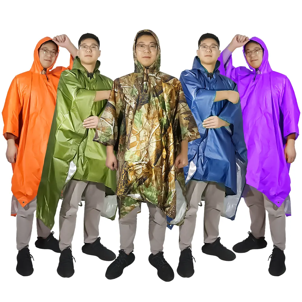 Poncho impermeabile di alta qualità rispettoso dell'ambiente Logo personalizzato impermeabile riutilizzabile per uomo con copertura