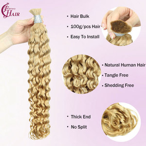 Fh 12Inch-26Inch #27 Tóc Vàng Ý Xoăn Số Lượng Lớn Bện Cabelo Trinh Nữ Nhân Tóc Không Có Sợi Ngang Cho Bện Phần Mở Rộng Tóc - Product Image 3