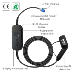 Akıllı son elektrikli araba taşınabilir AC tipi 2 şarj 3.5kW 16A EV taşınabilir şarj istasyonu ile avrupa fiş - Product Image 6