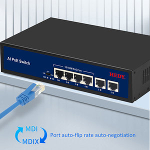 מתג cctv 10/100 מ '4 + 2 רשת מתג cctv poe 4x100 מ' יציאת 2 x100m uplink יציאות ccctv אבטחה מערכת מצלמה 48w