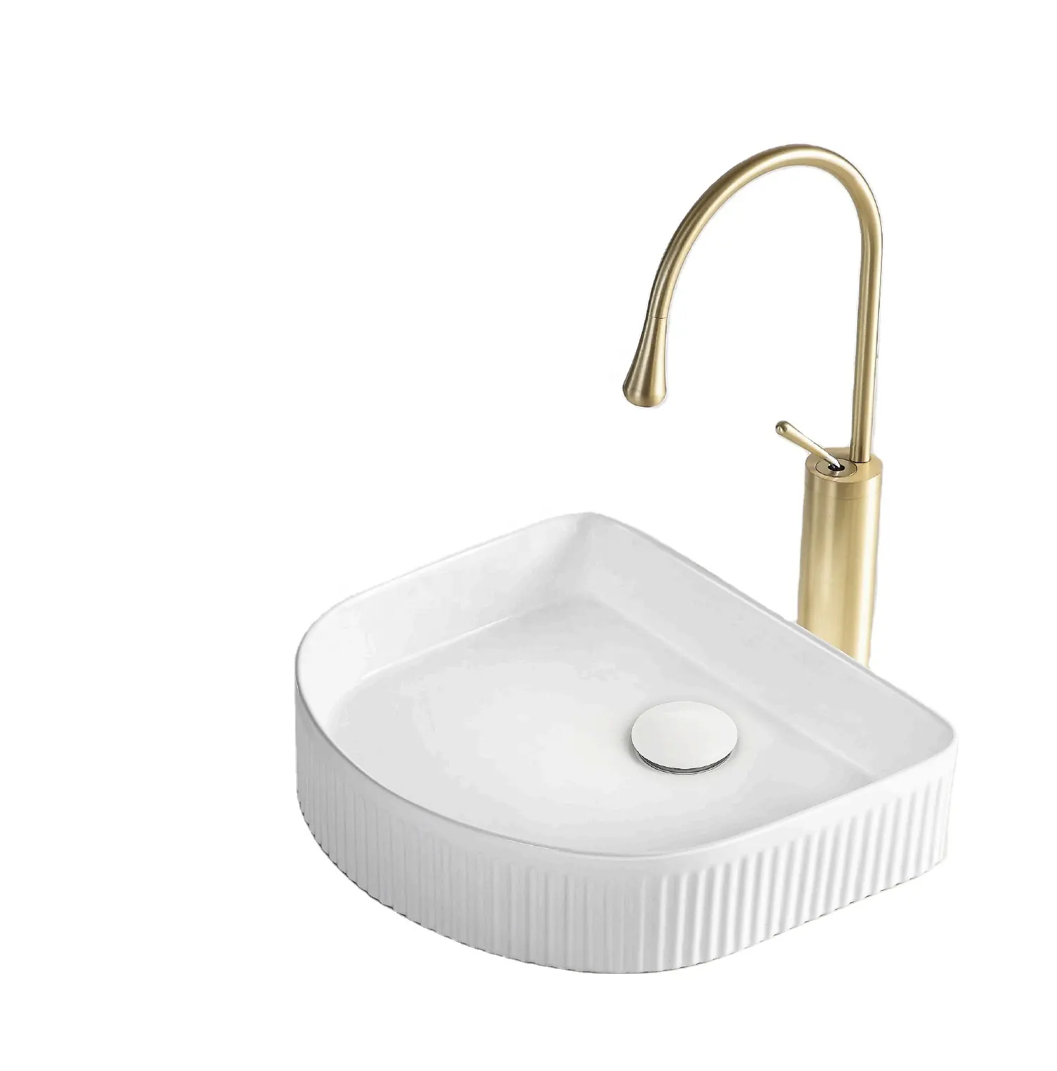 Slim Edge New Design Fashion vanity basin ceramica bianca sopra il lavabo in ceramica da appoggio