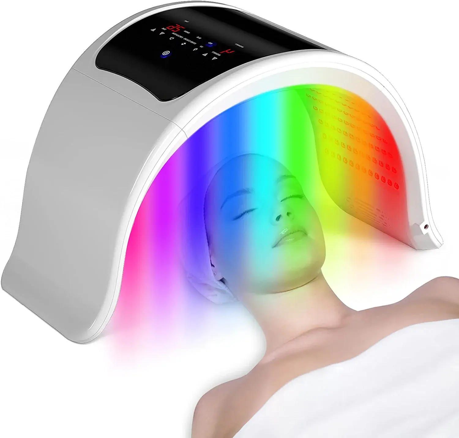 الأشعة تحت الحمراء مكافحة العمر 7 ألوان الوجه تقليل الميلانين تبييض ضوء ليد أحمر أداة للعلاج جهاز تجديد خلايا الجلد PDT آلة