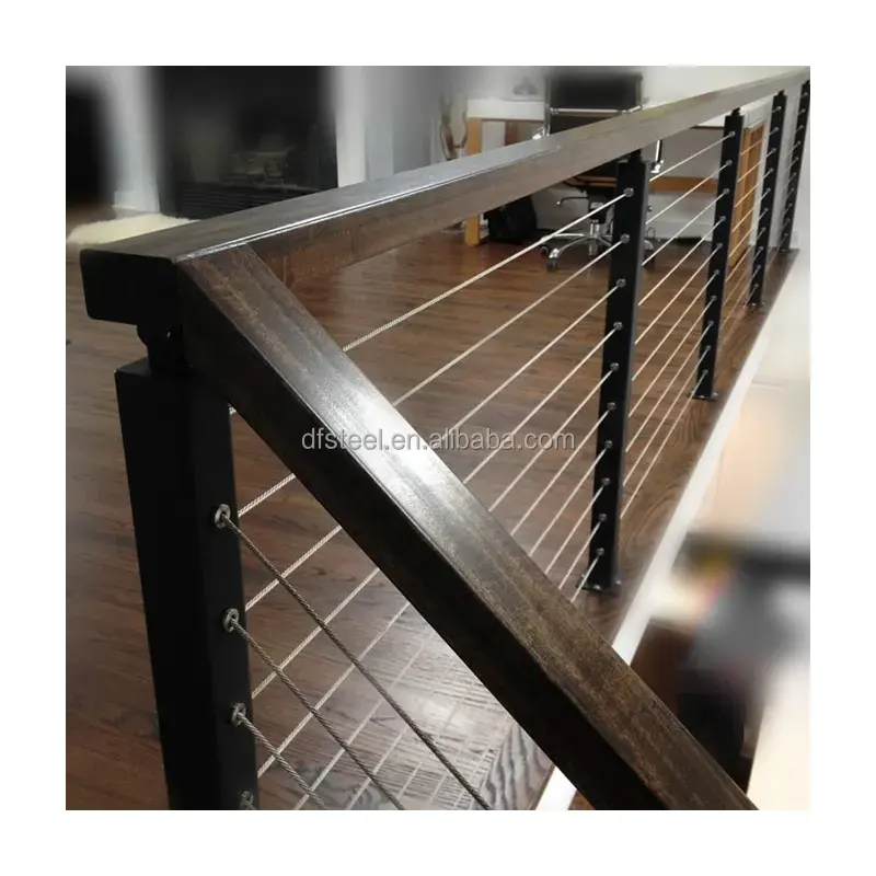DF Wholesale Price Textured Stainless Steel Wire Railing Balustrade For Deck Black Cable Railing
