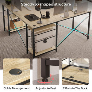 Fábrica Atacado 2 Pessoa Mesa Longa <span class=keywords><strong>L</strong></span> Em Forma Reversível Canto Mesa Do Computador com Prateleiras