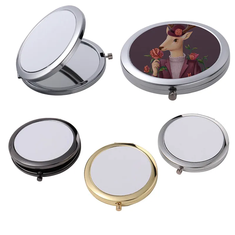 Miroir de poche cosmétique personnalisé pour outil de maquillage Miroir compact métallique de sublimation