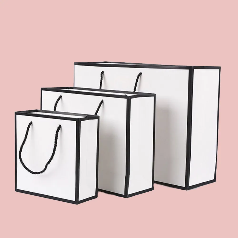 Umwelt freundliche benutzer definierte Shopping Geschenk Papiertüten Verpackung Taschen Kordel zug Tasche mit Ihrem eigenen Logo