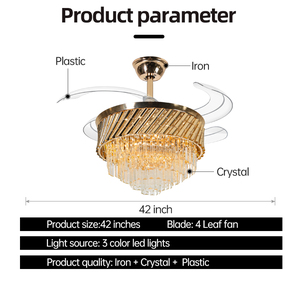 Новый дизайн, Хрустальный вентилятор с дистанционным управлением, Электрический модный потолочный светильник, современные вентиляторы для спальни, потолочные светильники с подсветкой - Product Image 4