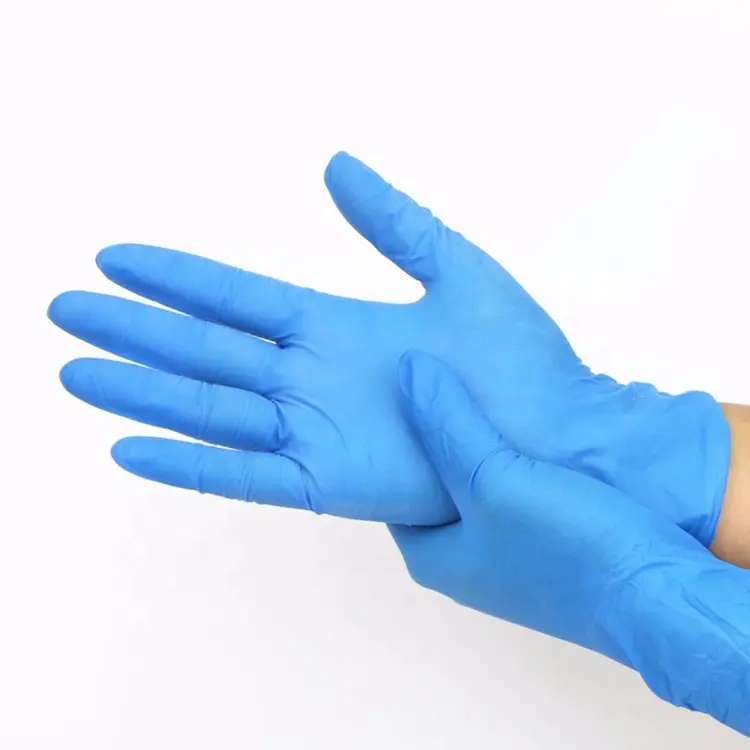 ANT5สีฟ้าขายส่งผงสีฟ้าฟรีถุงมือไนไตรล์ที่มีคุณภาพสูงทิ้งถุงมือไนไตรล์