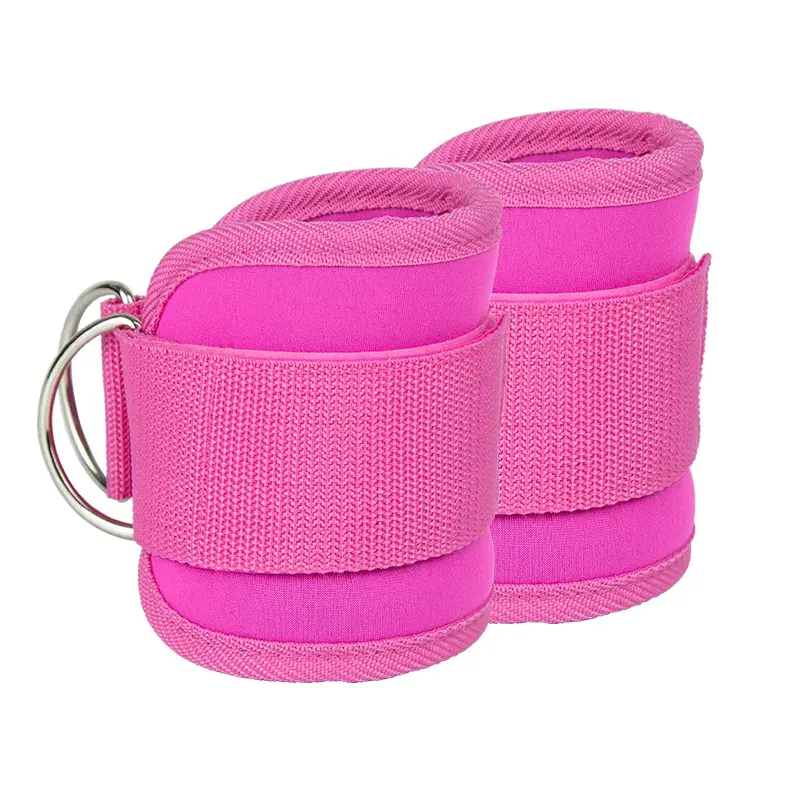 Регулируемые ремни на щиколотке для кабельных машин из розового неопрена для тренажерного зала и фитнеса с подкладкой на щиколотке correas de tobillo para Fitness