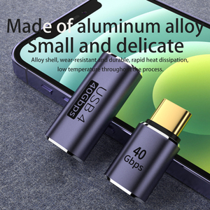 多U形角合金外壳100W C型公对C型母适配器40Gbps闪光速度转换器8k高清电视音频连接器 - Product Image 3