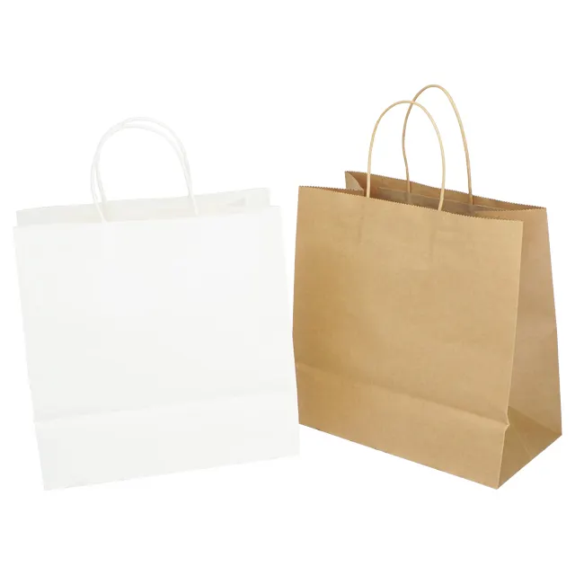 Sacchetti regalo in carta Kraft marrone bianca progettati su misura per sacchetti di carta per imballaggio di feste/tè/scarpe/vestiti/torte