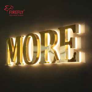 Tùy chỉnh Electroplated Vàng cửa hàng <span class=keywords><strong>b</strong></span>ảng tên Acrylic LED chiếu sáng dấu hiệu Backlit chữ signage LED dấu hiệu kinh doanh dấu hiệu ngoài trời - Product Image 1