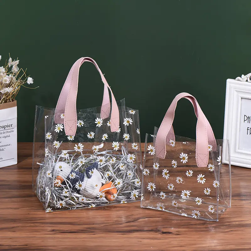 Geschenk Einkaufstasche kleine Daisy PVC transparente Tasche Fabrik direkt aus exquisiten Verpackung