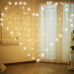 Newish LED сердце в форме бабочки заколки 8 функций Мерцающая подвеска огни домашний декор огни для свадьбы и Дня Святого Валентина занавес свет - Product Image 1