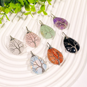 All'ingrosso filo avvolto albero della vita ciondolo, gemma ciondolo, 7 <span class=keywords><strong>Chakra</strong></span> ciondolo, albero della vita ciondolo collana, - Product Image 2