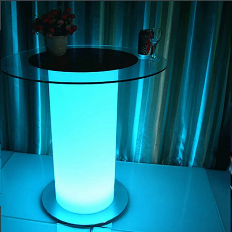 Glass table top illuminated led bar tables