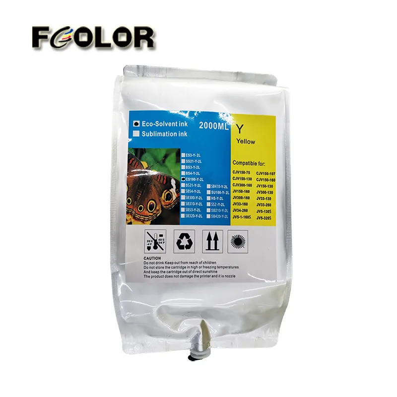 FCOLOR 2000ML Packing SS21 Eco Solvent Inks for Mimaki CJV30-60 Printer
