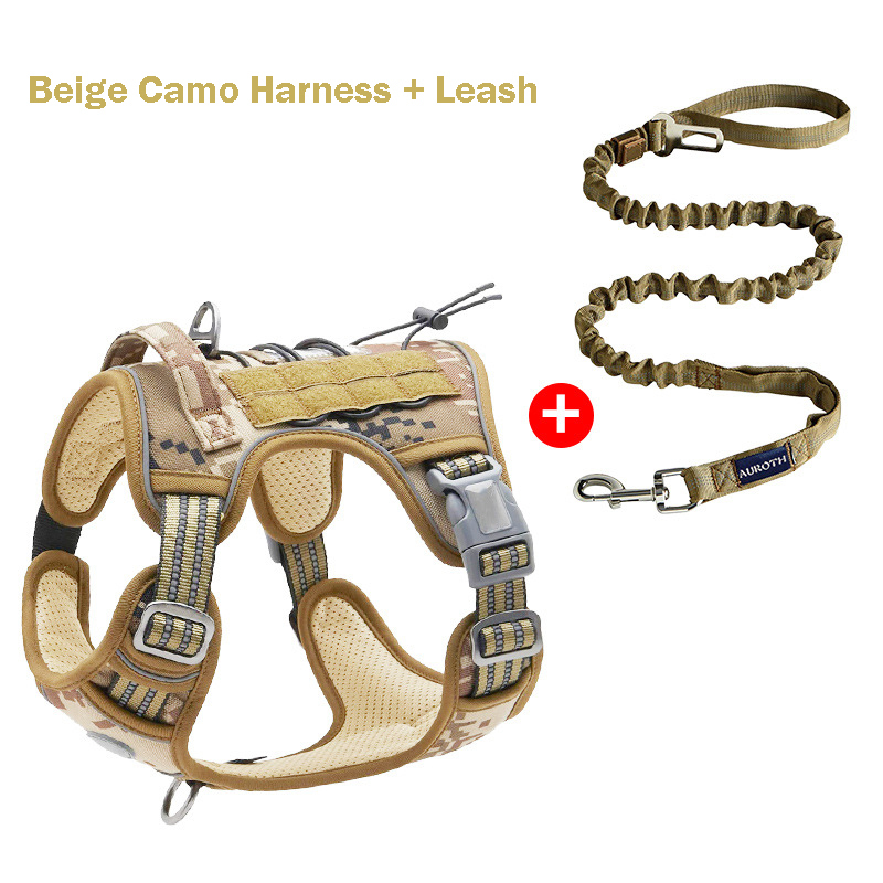 Beige camouflage Harness+Leash