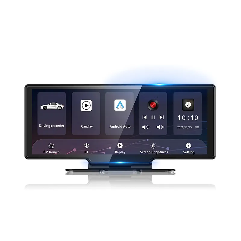 Câmera de ré de 2.5k para carro, dvr, tela de 10.26 polegadas, carplay e android, espelho automático, gravação de vídeo, transmissor fm, conexão sem fio, wi-fi