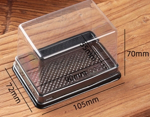 Şeffaf kapak ile pişmiş gıda kutu kek rulo pişirme kutuları dikdörtgen kek dilim konteynerler - Product Image 4