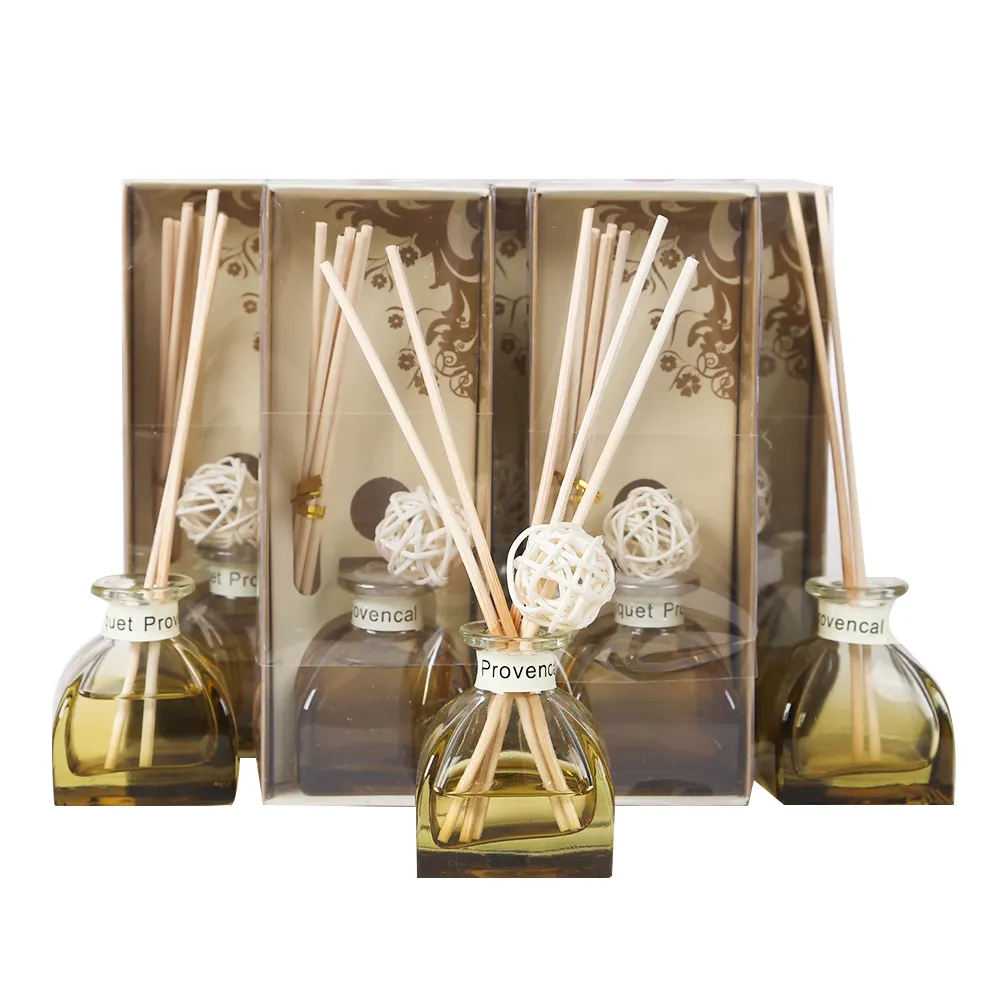 Thuis Geur 50Ml Parfum Rotan Stok Glazen Fles Aroma Reed Diffuser Met Natuurlijke Aroma Essentiële Olie