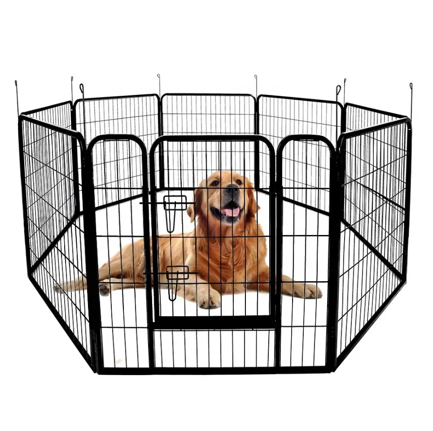Produttore 24/30/32/40/48 pollici tubo quadrato ferro cane box canile recinzione per cani in metallo all'aperto recinzione per cani di grandi dimensioni all'aperto
