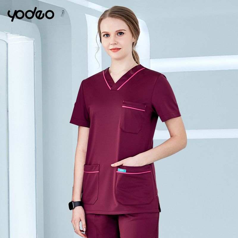Wine red short-sleeved women's top