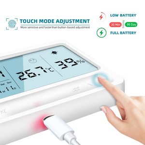 Touch Control LED <strong>Large</strong> Screen Thermometer <strong>Hygrometer</strong> With Weather Date/Time Alarm Clock USB Charging Digital Humidity Meter - Product Image 3