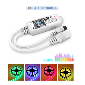 DC 12-24 В RGBW светодиодный Wi-Fi контроллер 5-контактный 4-канальный PWM сигнал умный цветной диммер приложение голосовой синхронизации музыка ИК 24-клавишный пульт дистанционного управления - Product Image 4