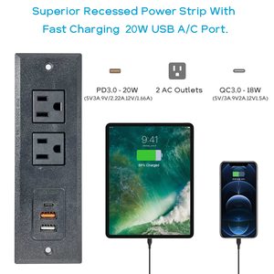 USB + Type-C быструю зарядку настольные розетки с 2-мя гнездами настольного освещения аксессуары со скрытым кабелем США штекер - Product Image 6