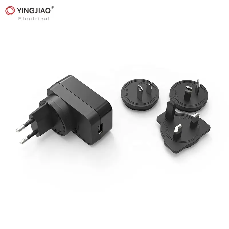 Pengisi daya Cepat USB C 3.0 colokan adaptor Ac, pengisi daya pengganti Universal Plug in Ac 12V DC 18W 1,5a hitam