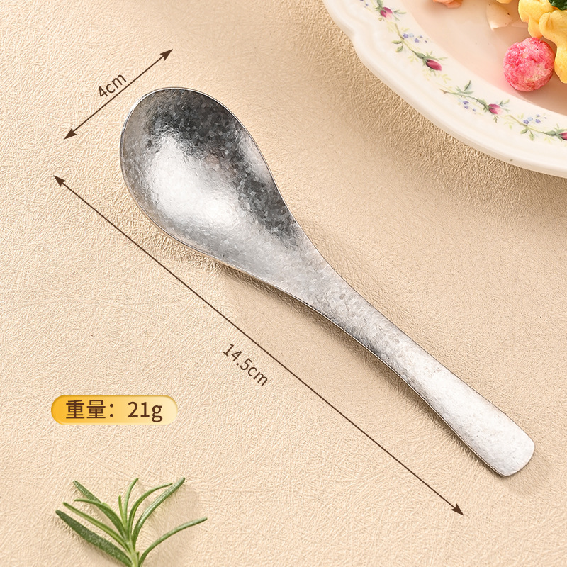 Pure titanium earl spoon small-crystalline silver