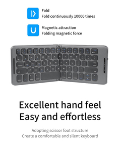 Soporte de conexión de diferentes dispositivos gris Mini doble plegable Bluetooth recargable teclado inalámbrico para teléfono tableta portátil - Product Image 5