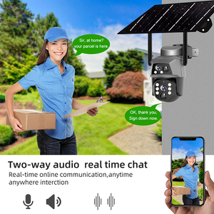 Yeni fabrika fiyat çift Lens PTZ IP kablosuz kamera düşük güç gece görüş PIR Alarm güneş enerjili 4G Sim CMOS Pan-Tilt için bulut - Product Image 4