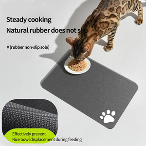 猫用マットフードフード用ゴム製防水ペット用ウォーターボウルマット滑り止めクイックドライマット2024 - Product Image 4