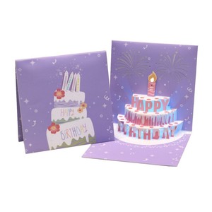 3D lập thể sinh nhật thiệp chúc mừng thẻ giấy Pop Up blowable nến bánh pháo hoa đèn âm nhạc thiệp chúc mừng - Product Image 4