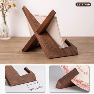 Plate Stand for Display - <strong>6.5</strong> Inch Plate Holder Display Stand, Wooden Picture <strong>Frame</strong> Stand, Decorative Table Top Easels - Product Image 2