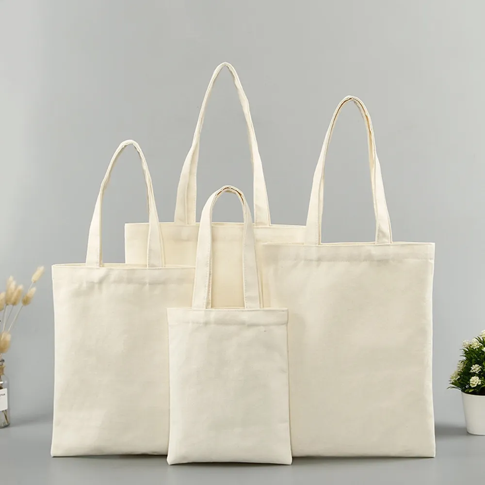 Bolso de compras reutilizable con logotipo personalizado ecológico impreso, bolsas de lona de algodón liso con logotipo impreso personalizado