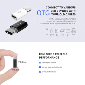 迷你插头微型USB母至Type-c公适配器快速充电数据OTG转换器连接器插头适配器c型适用于智能手机 - Product Image 6
