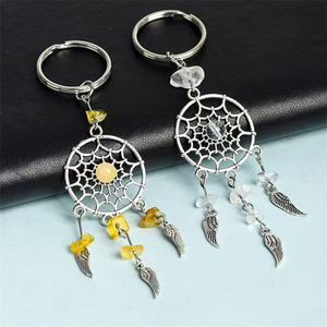 Toptan kristaller şifa el sanatları Dreamcatcher şekilli Natur çok renkli karışık ametist kuvars kristaller anahtar zincirleri satılık - Product Image 6