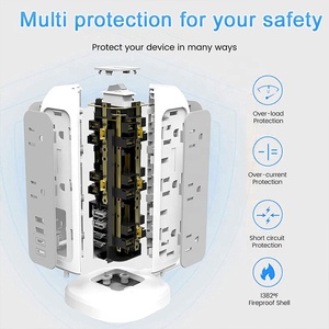 Worldplug Vertical Power Strip Tower Surge Protector Multi Plug Electric Desk Extension Socket Outlet 11 <strong>Way</strong> - Product Image 3
