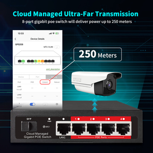 מתג poe מנוהל ענן 4/יציאה 8/16 48v פעיל pe פעיל 100/1000mbps sfp שליטה מתג pulg ולשחק מצלמת IP