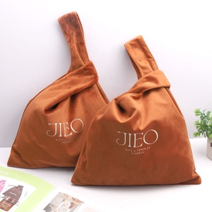 Logotipo personalizado Impresso Velvet Tote Gift Bag Promoção Luxo Viagens Compras Cosméticos Maquiagem Bolsa Velvet <span class=keywords><strong>Handle</strong></span> Bag