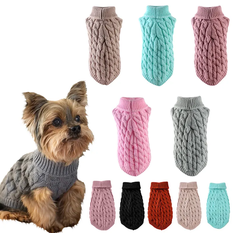 ペットのための冬の犬の服チワワ柔らかい子犬子猫ハイカラーデザイナー犬のコートセーターペットの犬のためのファッションコスチューム猫